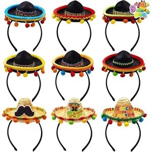 JOYIN Sombrero Headbands 9pc Cinco De Mayo Party Props Mexican NEW‎